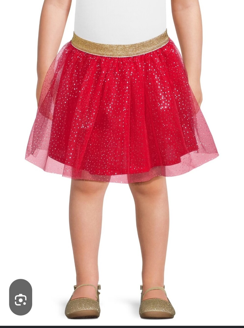 Holiday TIME Red Gold  Sparkle Skirt Child XS 4/6 Lined Under